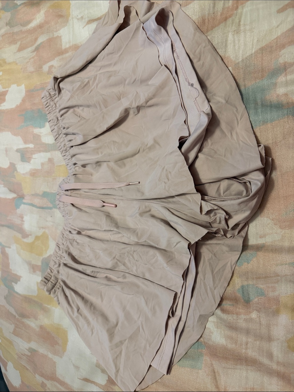 Light Pink Elastic-Waist Skort with Drawstring